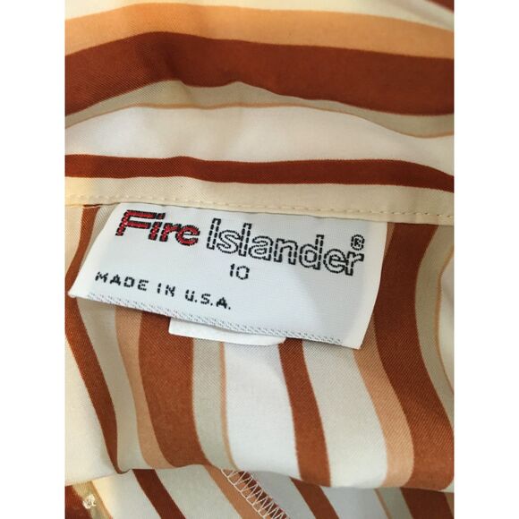 Fire Islander Vintage Womens Brown White Striped Secretary Blouse, Shirt 38 bust - Picture 8 of 8